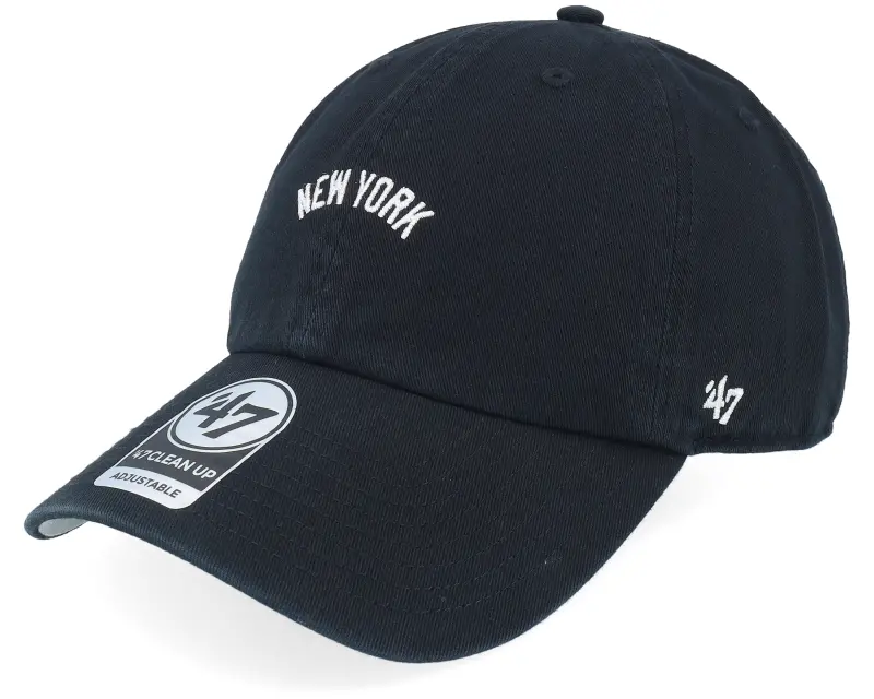 47 Brand New York Yankees Base Runner Script Clean Up Black Dad Cap online