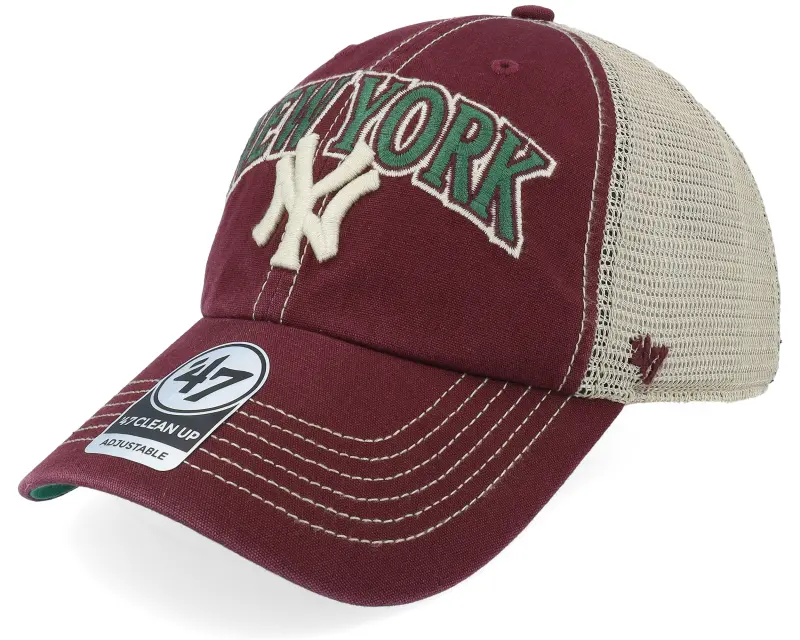 47 Brand New York Yankees Tuscaloosa Clean Up Dark Maroon Trucker online