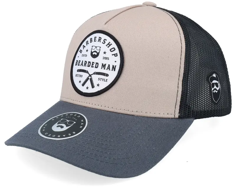 Bearded Man Barber Shop Retro Grey/Black/Charcoal A-frame Trucker online