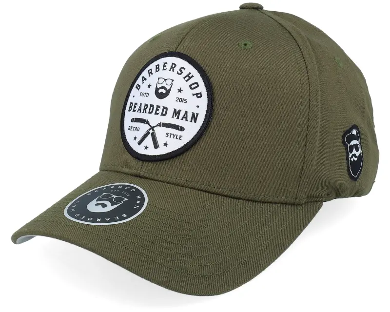 Bearded Man Barber Shop Retro Style Wooly Combed Olive Flexfit online