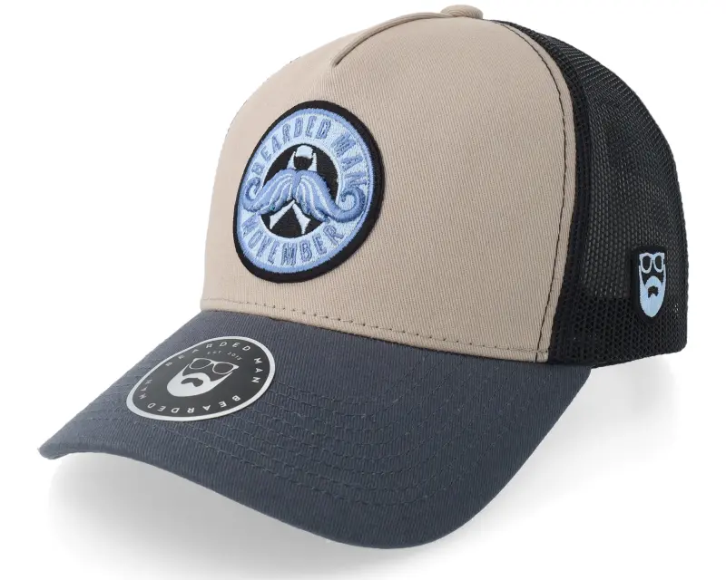 Bearded Man Movember 2025 Light Grey/Black/Charcoal A-frame Trucker online