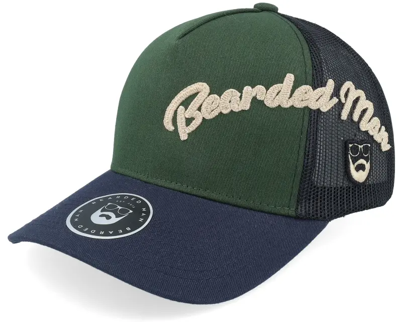 Bearded Man Side Arch 3d Logo Dark Green/Black/Navy A-frame Trucker online