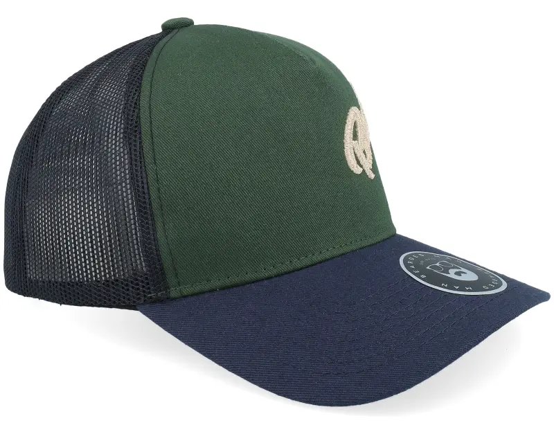 Bearded Man Side Arch 3d Logo Dark Green/Black/Navy A-frame Trucker online