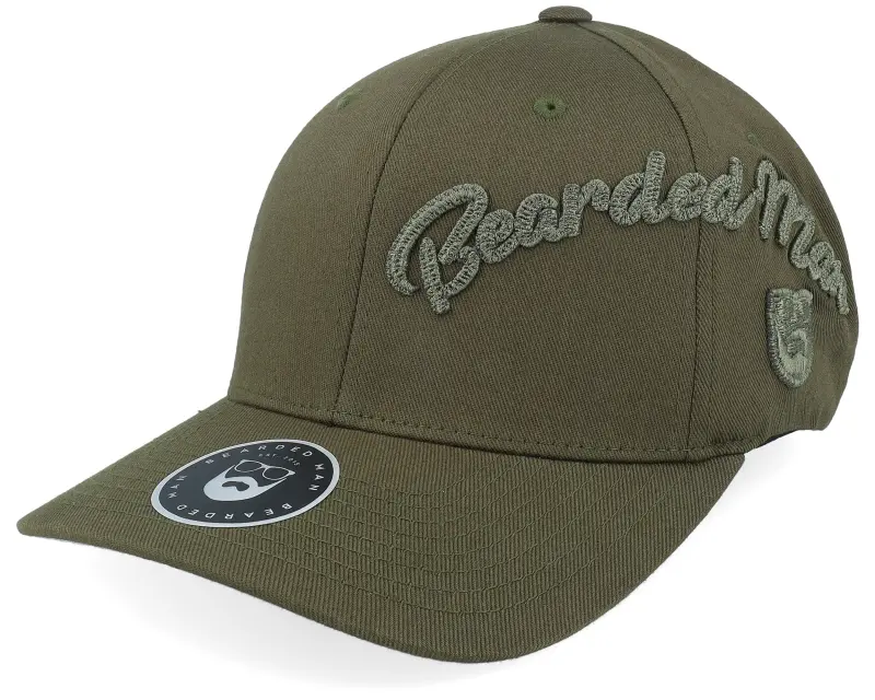 Bearded Man Side Arch 3d Logo Wooly Combed Olive Flexfit online