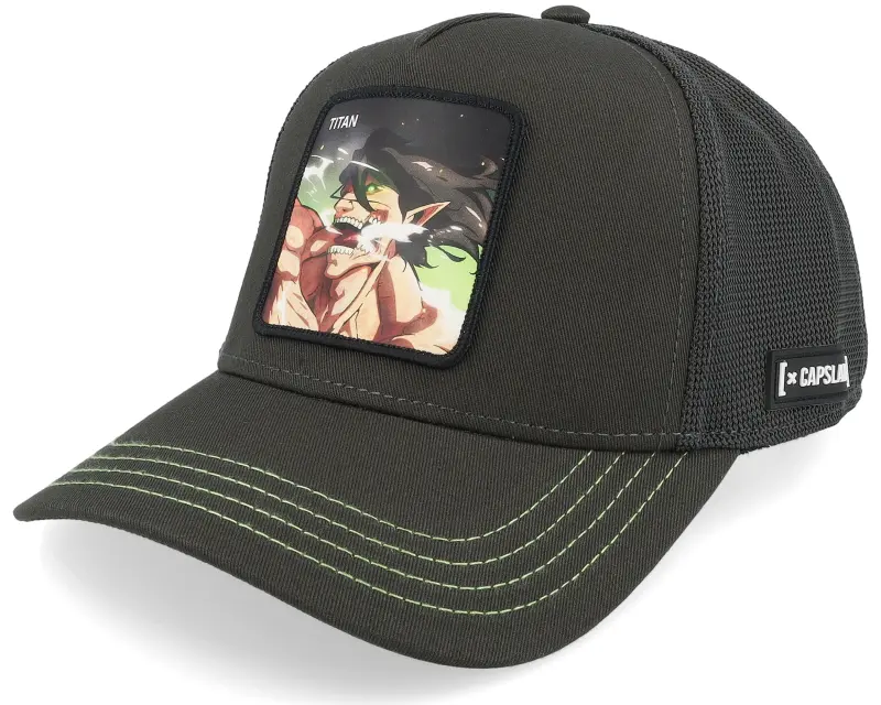 Capslab Attack on Titan Squate Patch Vintage Black A-frame Trucker online