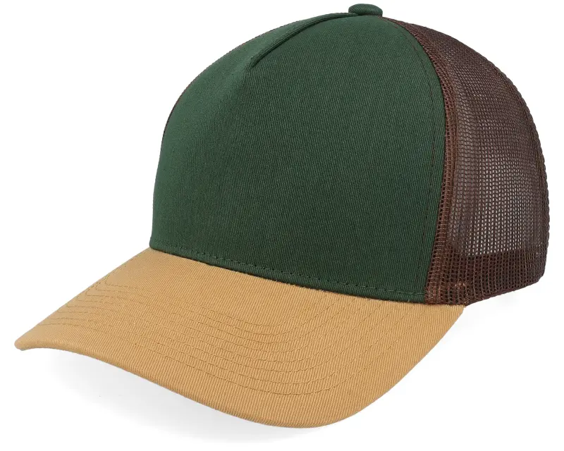 Equip Blank Dark Green/Brown/Wheat A-frame Trucker online