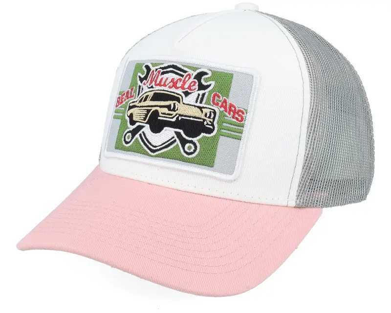 Iconic Real Muscle Cars White/Light Grey/Light Pink A-Frame Trucker online