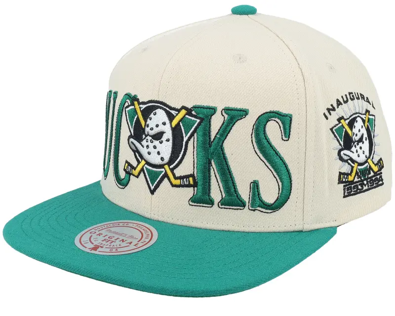 Mitchell & Ness Anaheim Ducks Across The Board Vintage Cream/Teal Snapback online