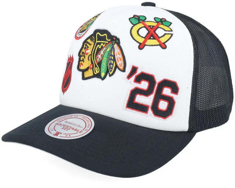 Mitchell & Ness Chicago Blackhawks Gridlock White/Black A-Frame Trucker online