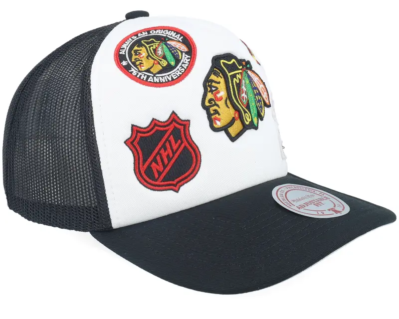 Mitchell & Ness Chicago Blackhawks Gridlock White/Black A-Frame Trucker online