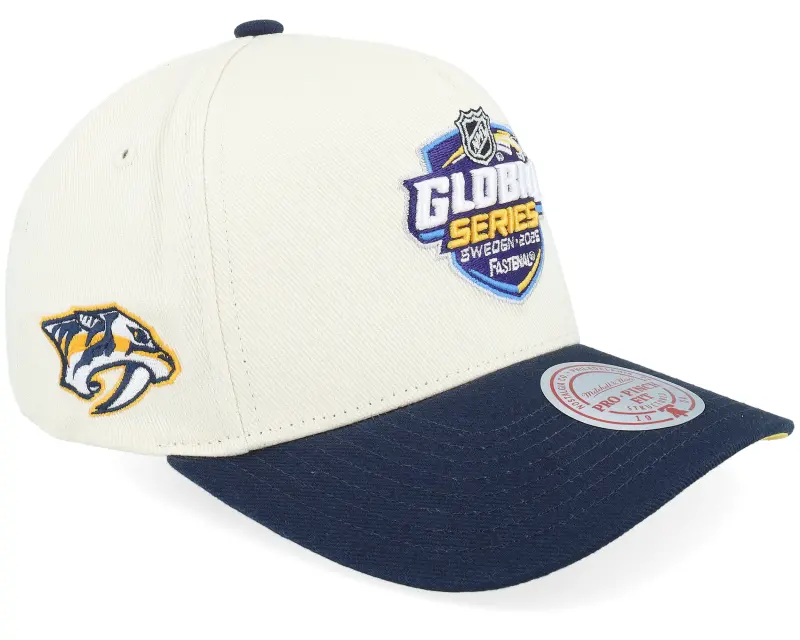 Mitchell & Ness Hatstore Exclusive x Global Series Nashville Vs Penguins Natural/Navy A-frame Adjustable online