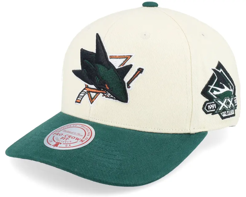 Mitchell & Ness Hatstore Exclusive x San Jose Sharks Grand Suede Cream/Dark Green Adjustable online