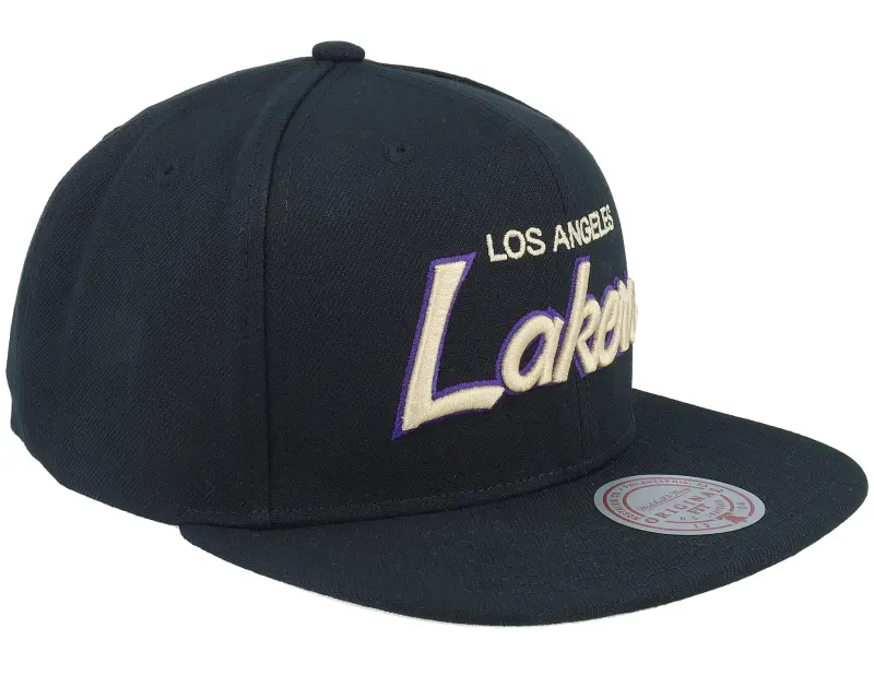 Mitchell & Ness Los Angeles Lakers Cream Script Black Snapback online