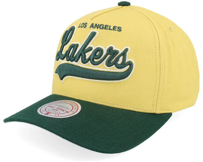 Mitchell & Ness Los Angeles Lakers Harvest Gold Pro Crown Gold/Green A-Frame Adjustable online