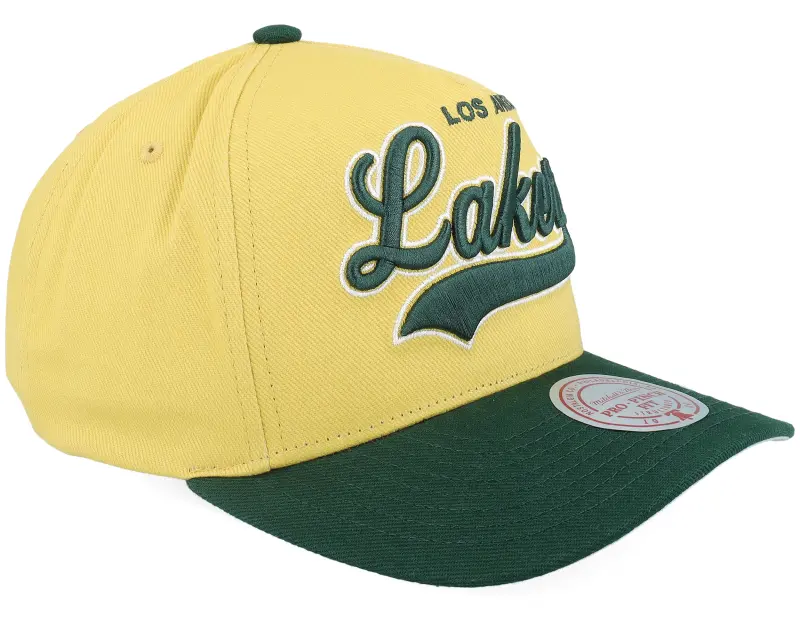 Mitchell & Ness Los Angeles Lakers Harvest Gold Pro Crown Gold/Green A-Frame Adjustable online