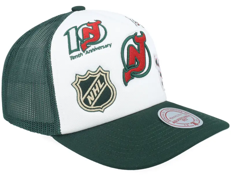 Mitchell & Ness New Jersey Devils Gridlock White/Green A-Frame Trucker online