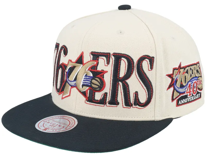 Mitchell & Ness Philadelphia 76ers Across The Board Hwc Cream/Black Snapback online