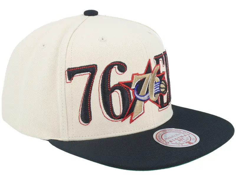 Mitchell & Ness Philadelphia 76ers Across The Board Hwc Cream/Black Snapback online