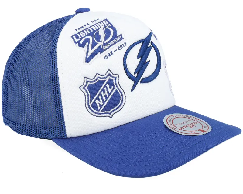 Mitchell & Ness Tampa Bay Lightning Gridlock White/Royal A-Frame Trucker online