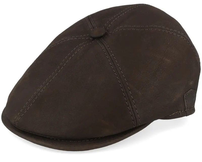 MJM Hats Mjm Rebel El Nappa Wax Brown Flat Cap online