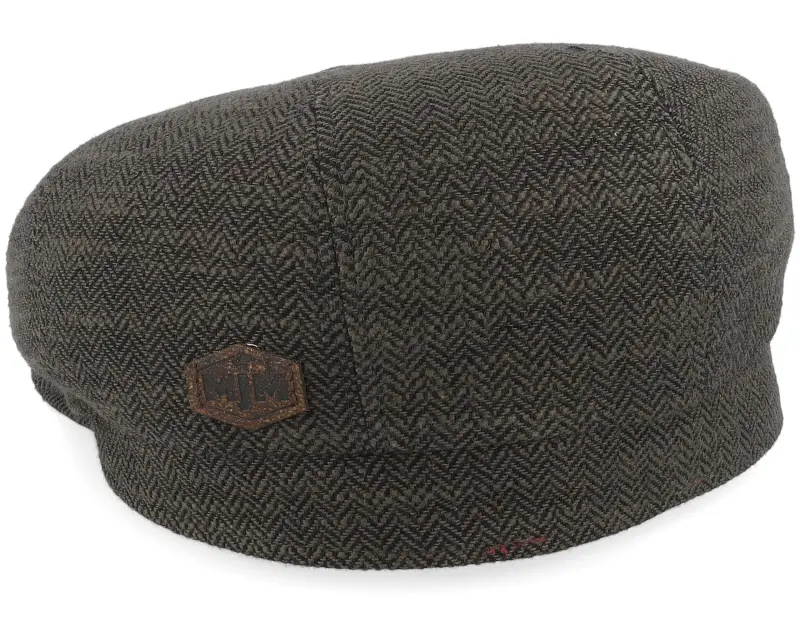 MJM Hats Peeky 42 Wool Mix Brown Herringbone Flat Cap online