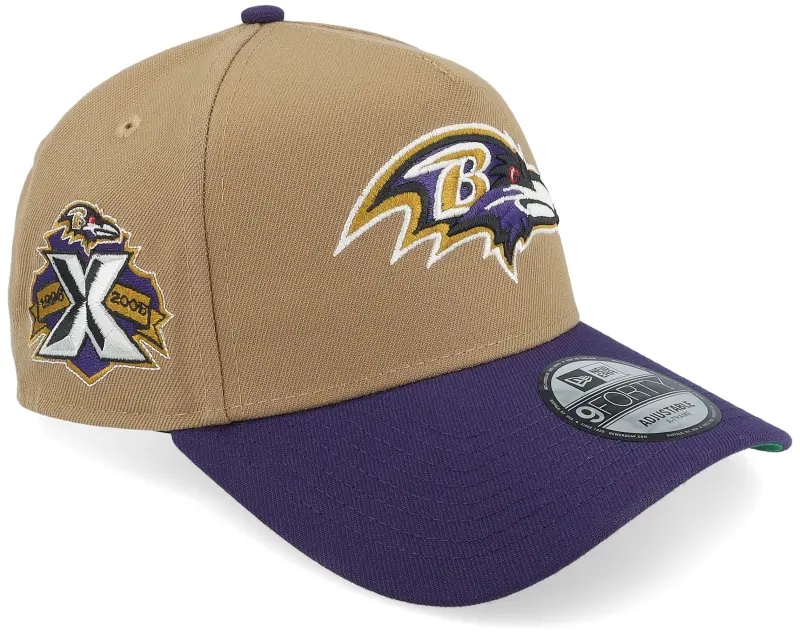 New Era Baltimore Ravens 9FORTY Khaki/Purple 10th Anniversary A-Frame Adjsutable online