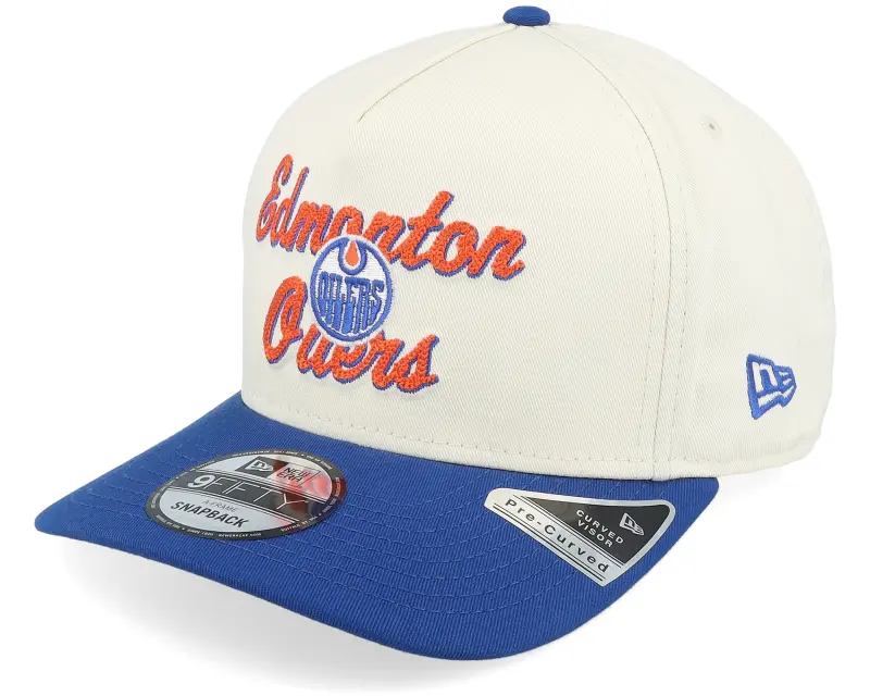 New Era Edmonton Oilers 9FIFTY Chainstitch Chrome White/Royal A-Frame Adjustable online