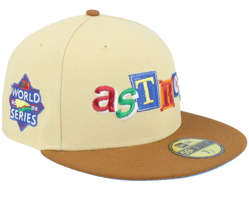 New Era Houston Astros What The Fudge 59FIFTY 22 World Series Vega Stone/Peanut/Blue Fitted online