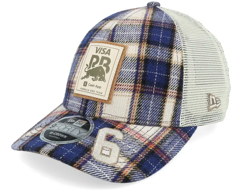New Era RB F1 25 Austin Hadjar 9FORTY M Crown Navy Plaid/Stone Trucker online