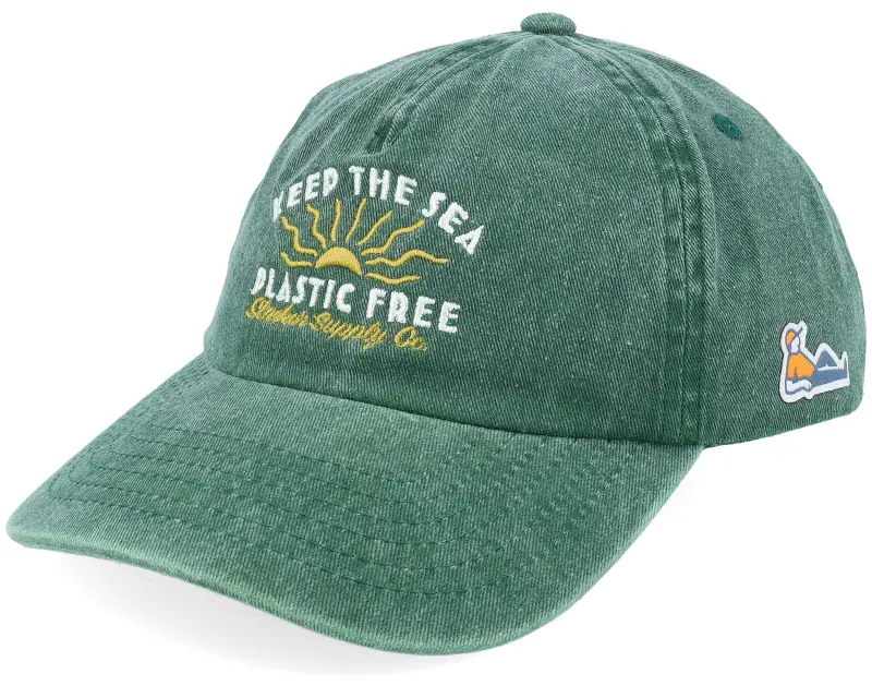 Slacker Supply Keep The Sea Plastic Free Washed Green A-frame Dad Cap online