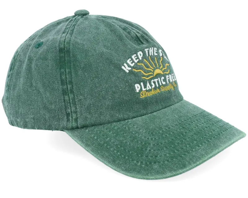 Slacker Supply Keep The Sea Plastic Free Washed Green A-frame Dad Cap online