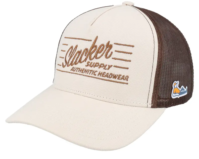 Slacker Supply Retro Logo Canvas Beige/Brown A-frame Trucker online