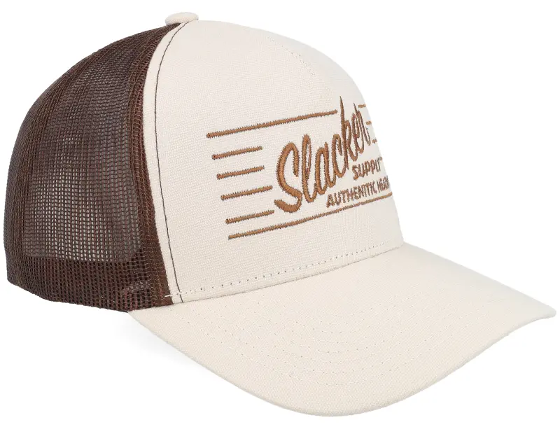 Slacker Supply Retro Logo Canvas Beige/Brown A-frame Trucker online