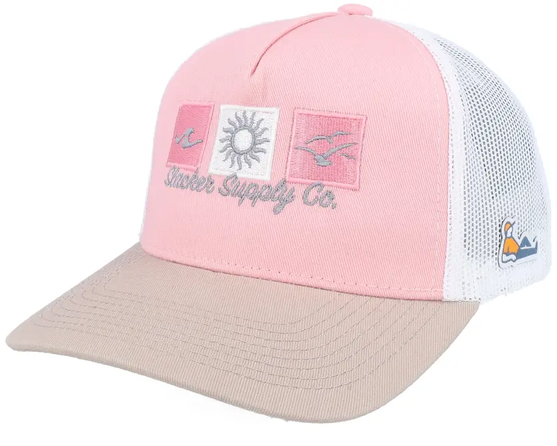 Slacker Supply Sunny Summer Logo Light Pink/White/Light Grey A-frame Trucker online