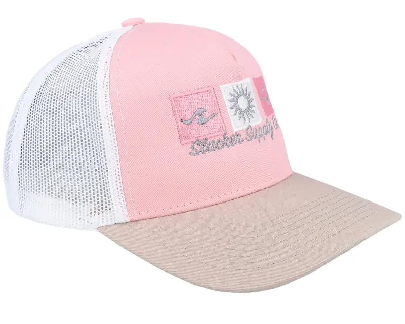 Slacker Supply Sunny Summer Logo Light Pink/White/Light Grey A-frame Trucker online