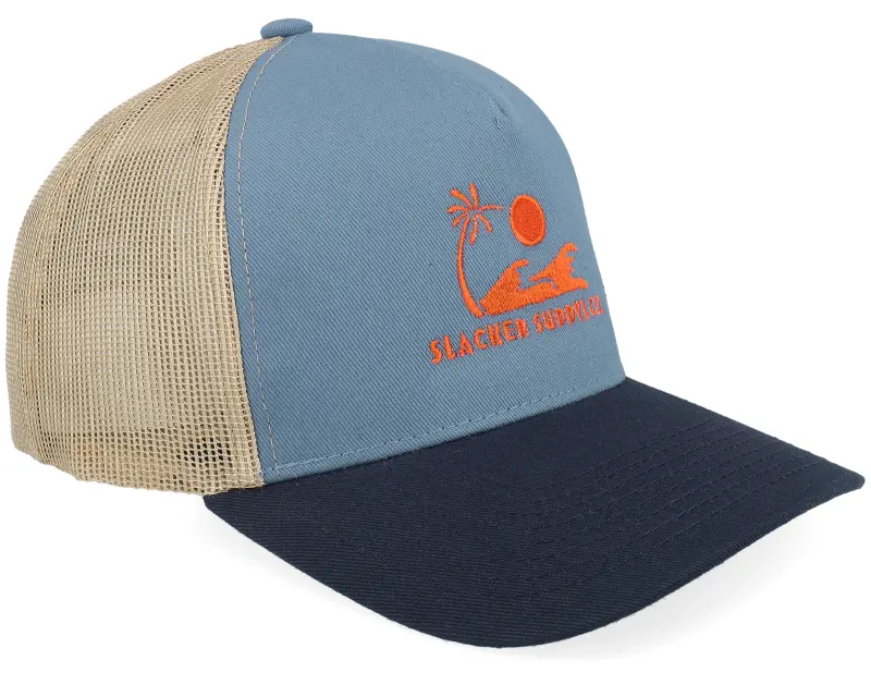 Slacker Supply Sunny Waves Logo Light Blue/Khaki/Navy A-frame A-frame Trucker online