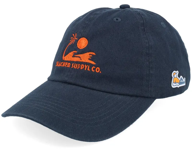 Slacker Supply Sunny Waves Logo Stone Washed Navy Dad Cap online