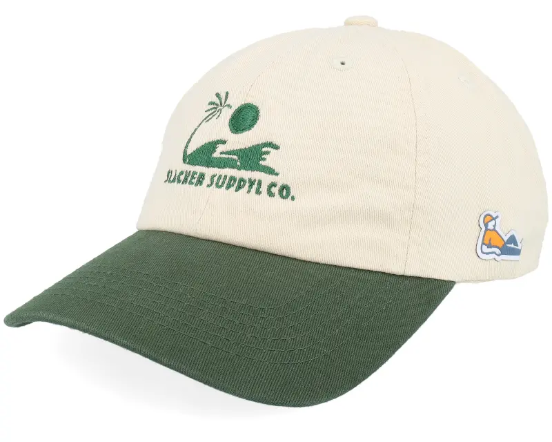 Slacker Supply Sunny Waves Logo Stone Washed Stone/Dark Green Dad Cap online