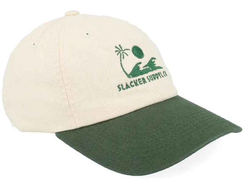 Slacker Supply Sunny Waves Logo Stone Washed Stone/Dark Green Dad Cap online