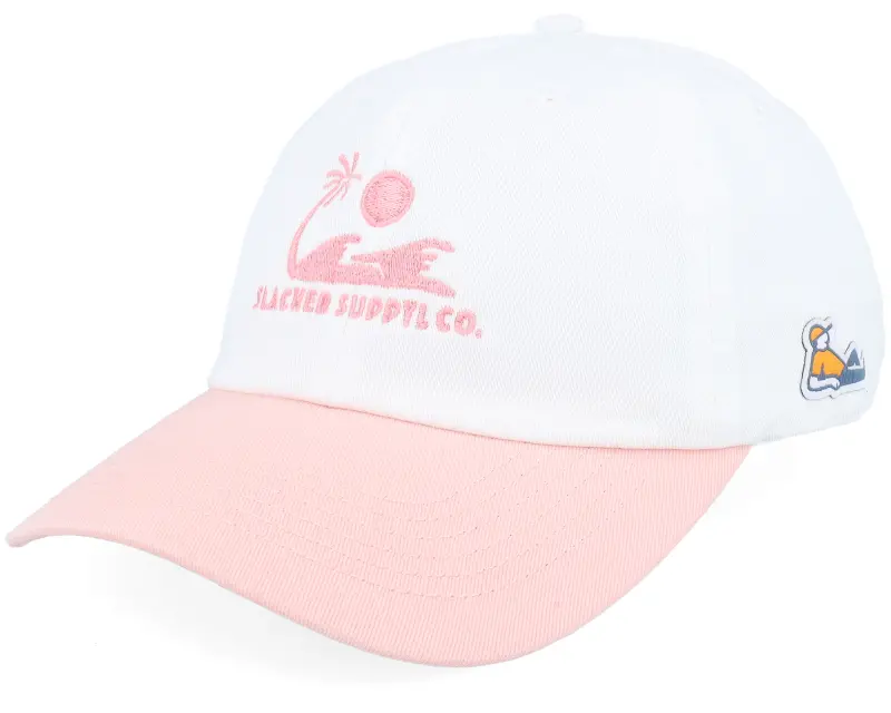 Slacker Supply Sunny Waves Logo Washed White/Pink Dad Cap online