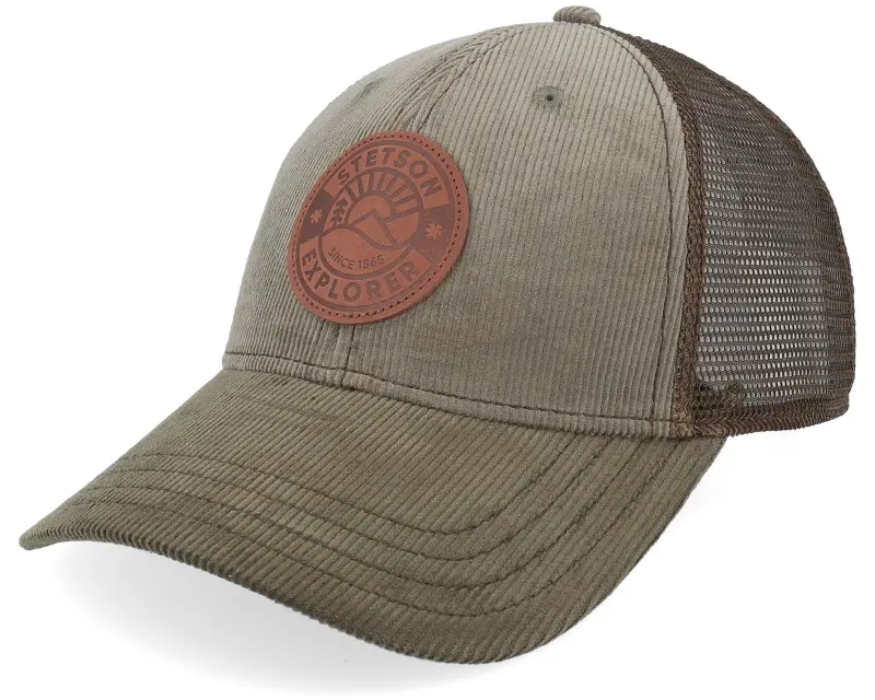 Stetson Baseball Cap Leather Patch Light Green/Khaki Trucker online