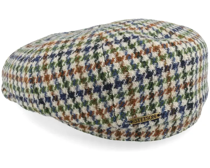 Stetson Hatteras Harris Tweed Ecru/Blue/Green/Cognac Flat Cap online