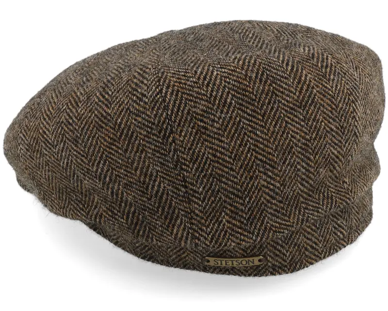 Stetson Hatteras Wool Herringbone Brown Melange Flat Cap online