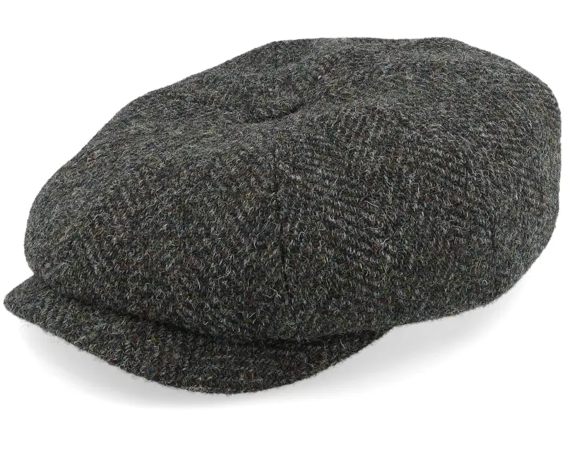 Stetson Herringbone Harris Tweed Garage Olive/Black Flat Cap online