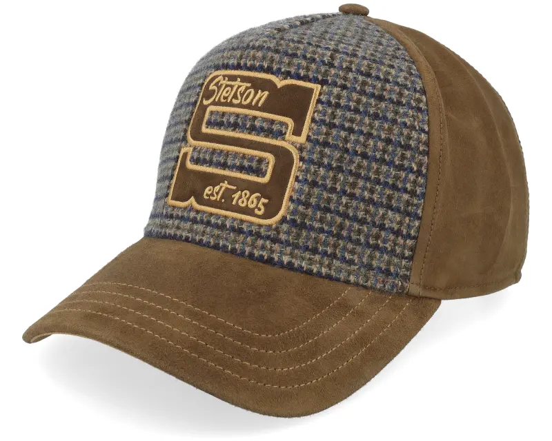 Stetson Oily Goat Cashmere/Wool Brown/Blue Check A-Frame Adjustable online