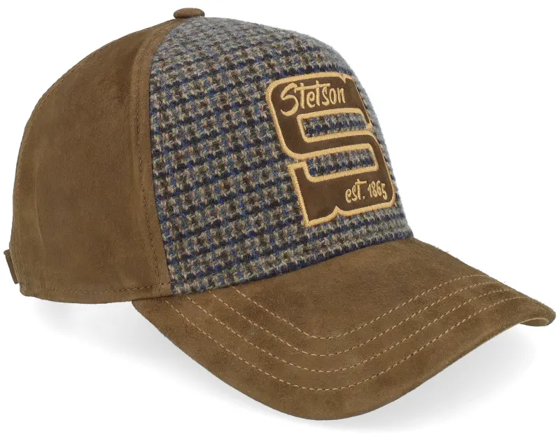 Stetson Oily Goat Cashmere/Wool Brown/Blue Check A-Frame Adjustable online