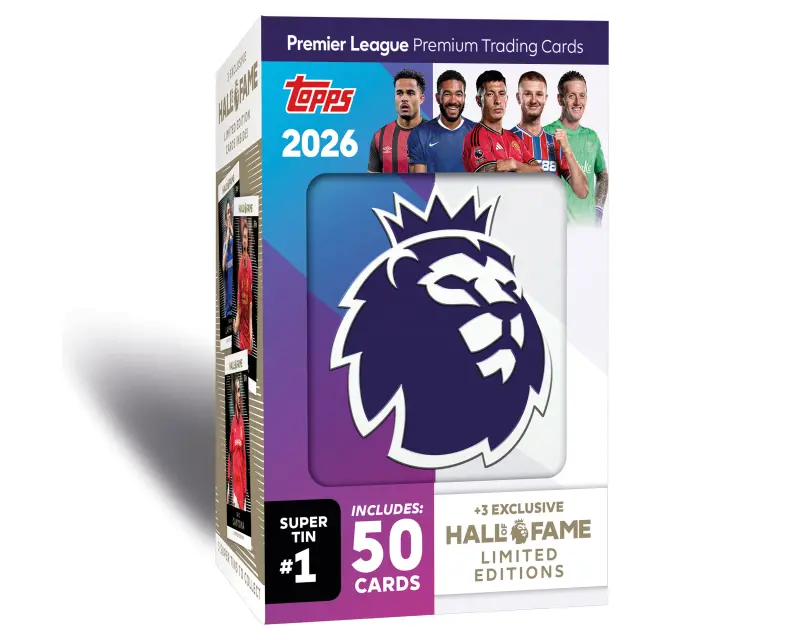 Topps Premier League 2026 Super Tin Random Color – 1 Tin Box (50 Cards + 3 Limited Edition) online