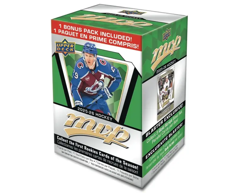 Upper Deck NHL 2025-26 MVP Blaster Box – 11 Packs (77 Cards + 1 Bonus Pack) online