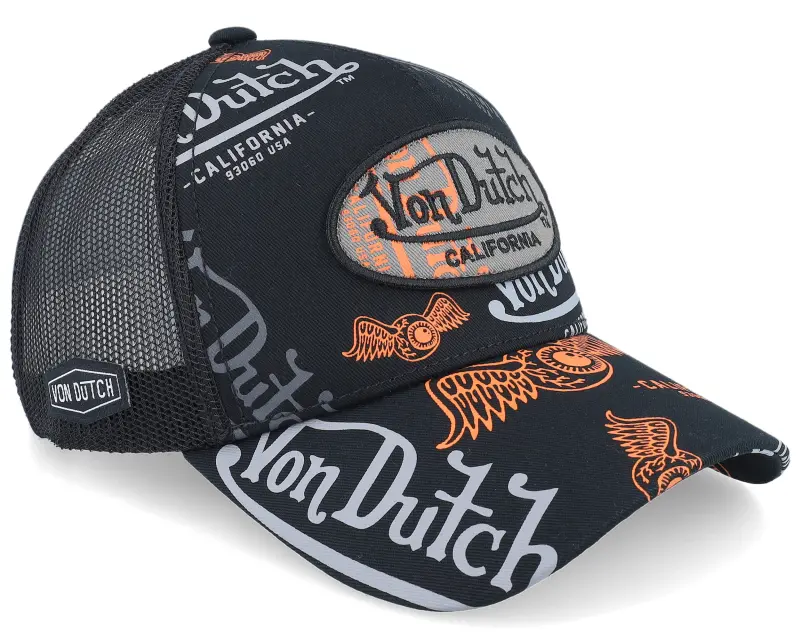 Von Dutch All-over Print Embroidered Badge A-Frame Trucker online
