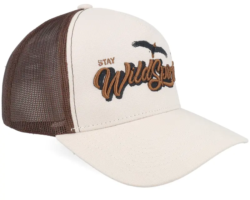 Wild Spirit Pin Script Canvas Beige/Brown A-frame Trucker online